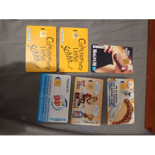 Lot 6 Cartes Téléphoniques (Lessive, Boisson, Glace)