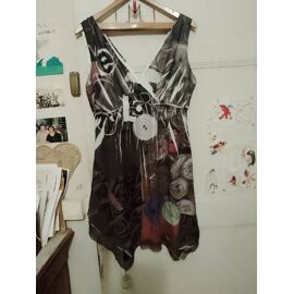 Robe Asymétrique Grise Motifs Colorés 42 Xl Desigual.
