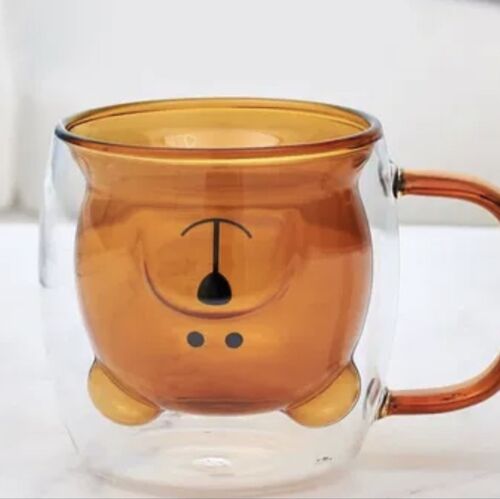 Tasse à café double paroi neuve. Même brûlant vous pourrez toucher la tasse. Forme d’ourson. Encore emballée. 