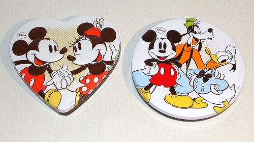 Boite Coeur Mickey Minnie Disney + Boite Ronde Mickey Dingo Donald