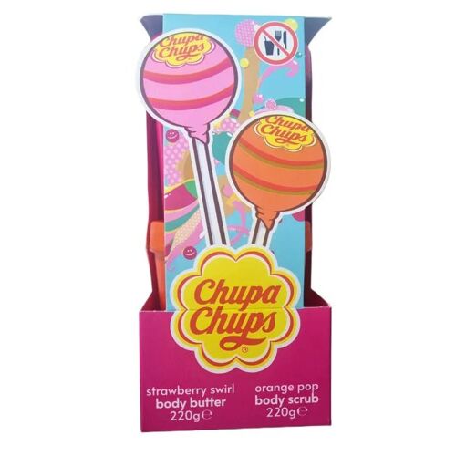 Chuppa Chups Coffret Crème Corporel Strawberry Swirl & Gommage Corporel Orange Pop 