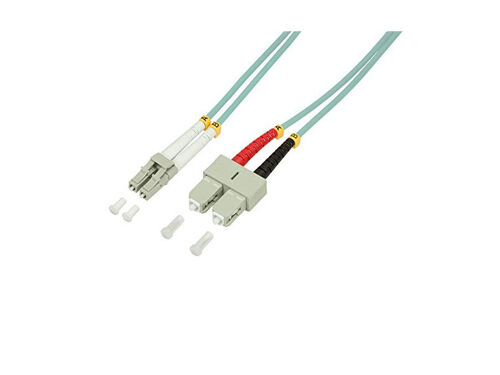 LogiLink - Cordon de raccordement - SC multi-mode (M) pour LC multi-mode (M) - 10 m - fibre optique - duplex - 50 / 125 microns - OM3 - sans halogène - turquoise