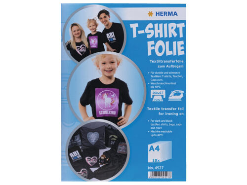 Herma Transp.Tshirt A4 P.Textile Foncé Et Noir, 10 Feuilles 4527