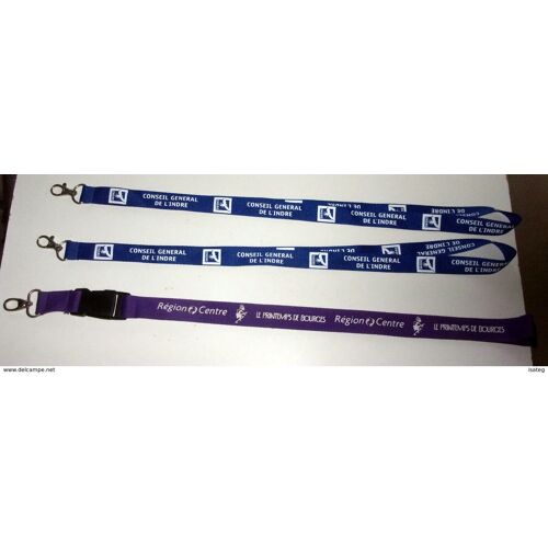 Lot De 3 Tours De Cou/Cordons Publicitaires "Conseil Général De L'indre"