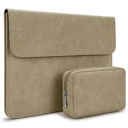 Housse Ordinateur Portable 14 Pouces avec Trousse, pour MacBook Pro/Air Surface Pro HP - Marron - E.F.Connection