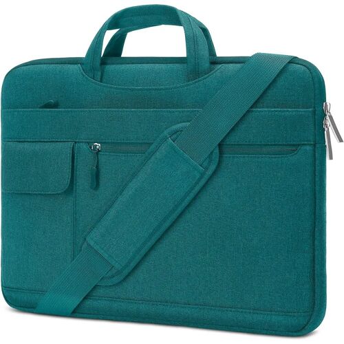 Housse Ordinateur Portable 16 Pouces, avec Poches Rangement et Bandoulière Amovible - Cyan - E.F.Connection