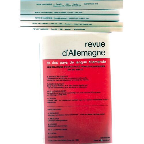 Revue D'Allemagne - Lot De 6 Numéros : Tomes Iii/1,  Xx/1,  Xii/2,  Xiii/3, 27/2 , 29/3
