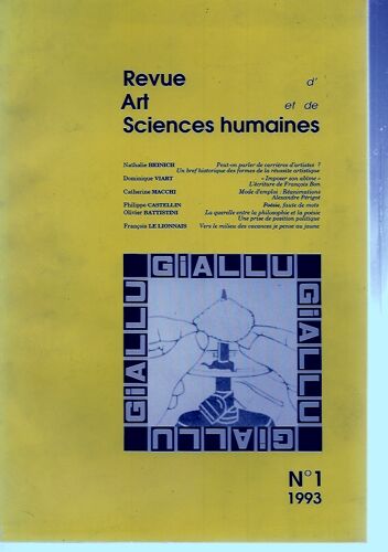 Revue Art Et Sciences Humaines N°1 , 1993