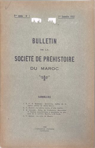 Bulletin De La Société De Préhistoire Du Maroc N°1 - 6ème Année