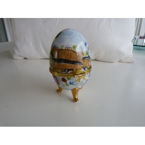 Oeuf En Porcelaine Sur Pieds Style Fabergé Déco Coq