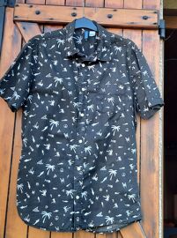 Chemise Noire Imprimé Blanc, H&M, Homme, Taille S