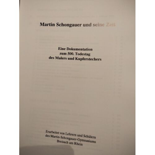 Martin Schongauer Und Seine Zeit