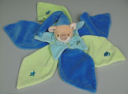 Doudou koala Takinou plat bleu vert pétales Coco
