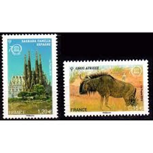 Unesco : Patrimoine International : Sites Classés À Protéger : Afrique Et Espagne La Paire Année 2015 Timbres De Service N° 164 165 Yvert Et Tellier Luxe