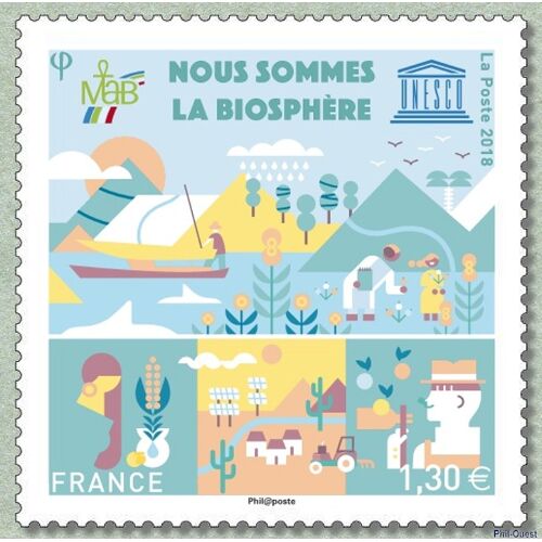 Unesco : "Nous Sommes La Biosphère" (Interaction Des Êtres Humains Avec Leur Environnement) Année 2018 Timbre De Service N° 172 Yvert Et Tellier Luxe