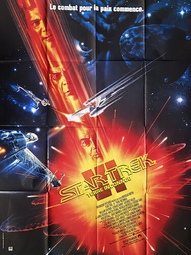Star Trek 6 : Terre Inconnue (The Undiscovered Country) - Véritable Affiche De Cinéma Pliée - Format 120x160 Cm - De Nicholas Meyer Avec William Shatner, Leonard Nimoy - 1991