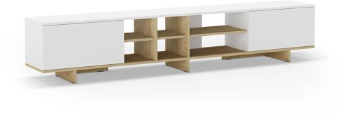 Meuble TV Marckeric CEQUOIA 230 cm chêne et blanc