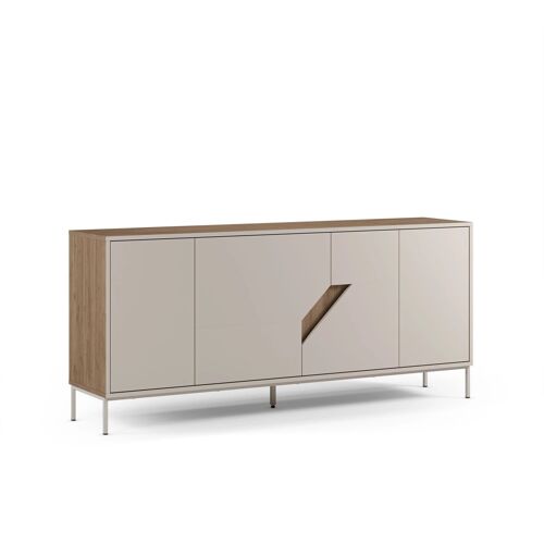Buffet AUCUNE LILOU 4 portes 180 cm chêne artisanal et crème