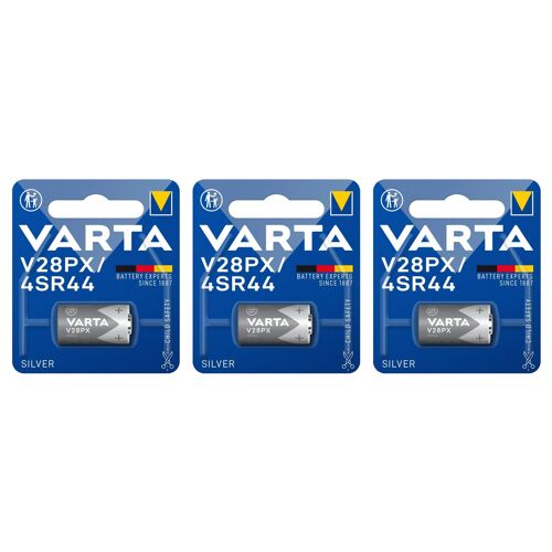 VARTA Lot de 3 Blisters de 1 Pile Silver 6,2V 4028 V28 PX 4SR44