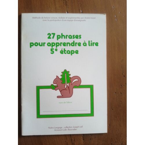 27 Phrases Pour Apprendre À Lire 5 Ème Étape Cahier D" Exercices