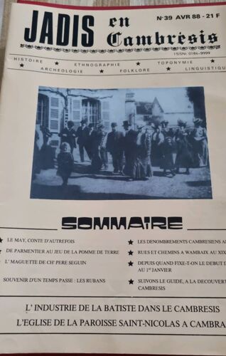 Jadis En Cambrésis N°39 De Avril 1988