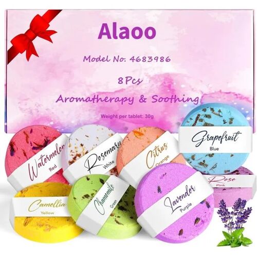 Alaoo Lot De 8 Tablettes De Douche D'aromathérapie,Set De Bombes De Bain,Bombes De Douche 