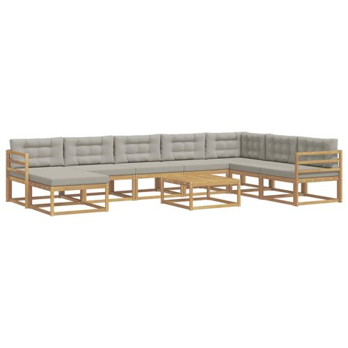 Vidaxl Ensemble De Canapés D'extérieur 9 Pcs Blanc Et Gris Clair