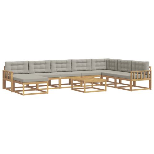 Vidaxl Ensemble De Canapés D'extérieur 9 Pcs Blanc Et Gris Clair
