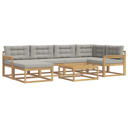 Vidaxl Ensemble De Canapés D'extérieur 7 Pcs Blanc Et Gris Clair