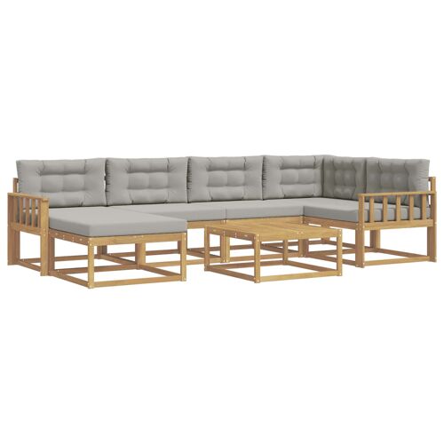Vidaxl Ensemble De Canapés D'extérieur 7 Pcs Blanc Et Gris Clair