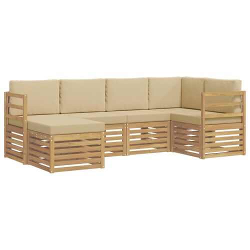 Vidaxl Ensemble De Canapés D'extérieur 6 Pcs Blanc Et Beige Polyester