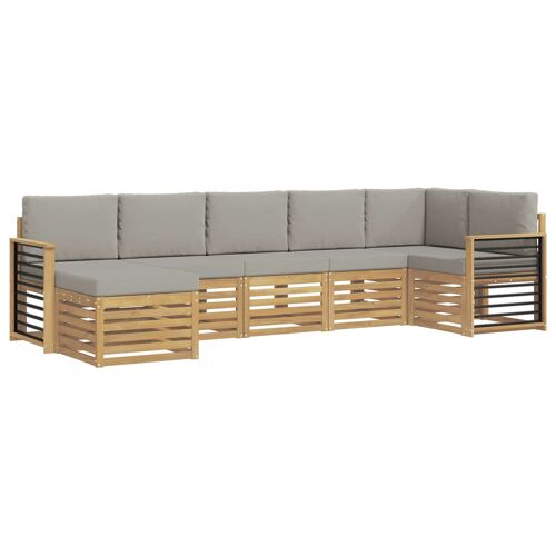 Vidaxl Ensemble De Canapés D'extérieur 7 Pcs Blanc Et Gris Clair