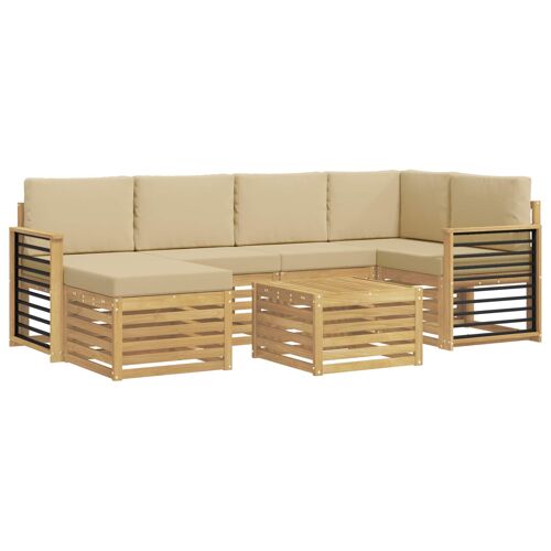 Vidaxl Ensemble De Canapés D'extérieur 7 Pcs Blanc Et Beige Polyester