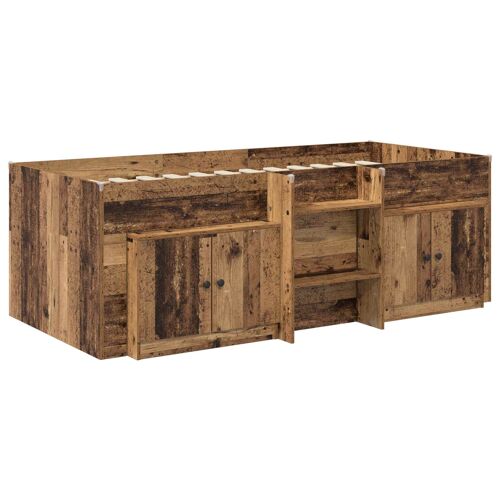 vidaXL Cadre de lit en loft avec armoire avec porte 3 pcs Bois ancien