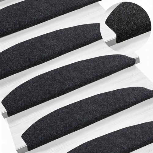 Vidaxl Tapis D'escalier Auto-Adhésifs 15 Pcs Noir 80 X 24,5 X 3,5 Cm