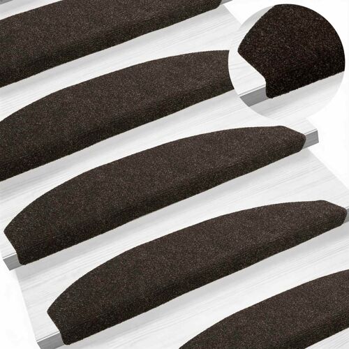 Vidaxl Tapis D'escalier Auto-Adhésifs 15 Pcs Marron Foncé