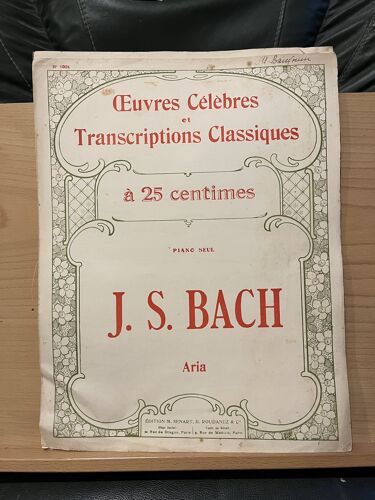 Jean-Sébastien Bach Aria Transcription Pour Piano Partition Ed Senart / Roudanez
