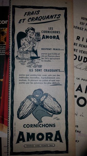 Ancienne Publicité Papier: Cornichons Amora, Parue Dans La Presse En 1956