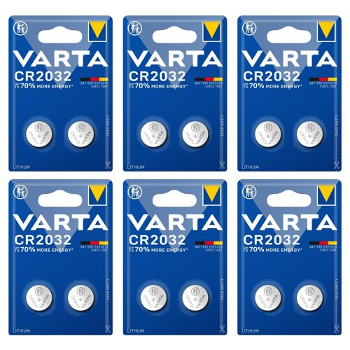 VARTA Lot de 6 blisters de 2 Piles Lithium 6032 CR 2032