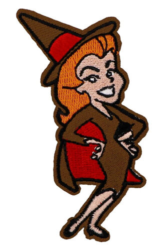 Patch Thermocollant Jolie Sorcière Vintage Pin-Up Écusson Brodé 9.5x4 Cm
