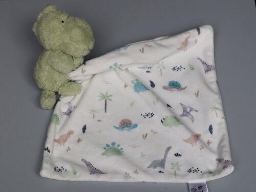 Doudou dinosaure Primark vert mouchoir blanc dinosaures