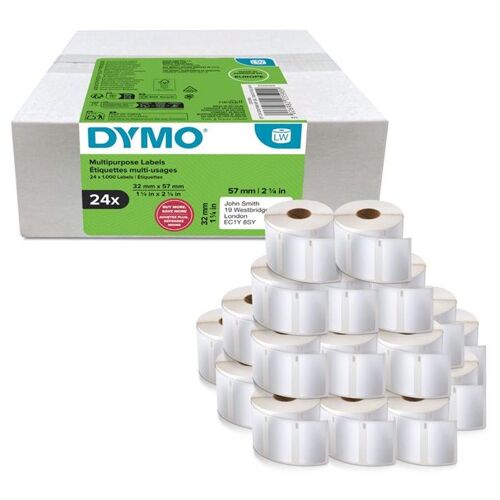 DYMO - Adhésif - blanc - 57 x 32 mm 1000 étiquette(s) (24 rouleau(x) x 1000 étiquettes multi-emploi
