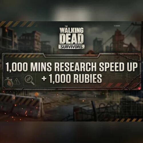 The Walking Dead: Survivors - 1,000 mins Research Speed Up + 1,000 Rubies Direct Top-Up - GLOBAL
