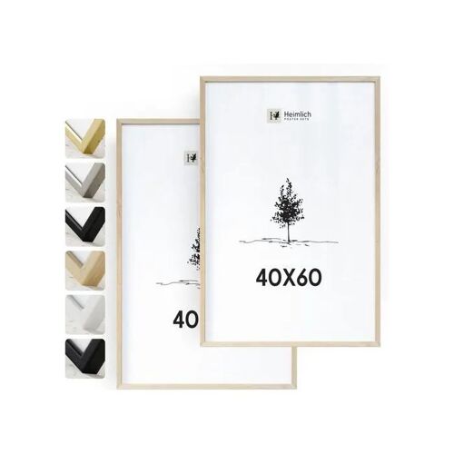 Cadre photo Heimlich lot de 2 bois naturel 40 x 60 cm verre acrylique brillant largeur moulure 1,2 cm montage clips pivotants
