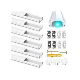 Profil Led Aluminium Chesbung Forme En U Blanc Lot De 6 Pièces 1 M Cache Pc Diffuseur Compat Rubans 3528 5050 5630 Largeur