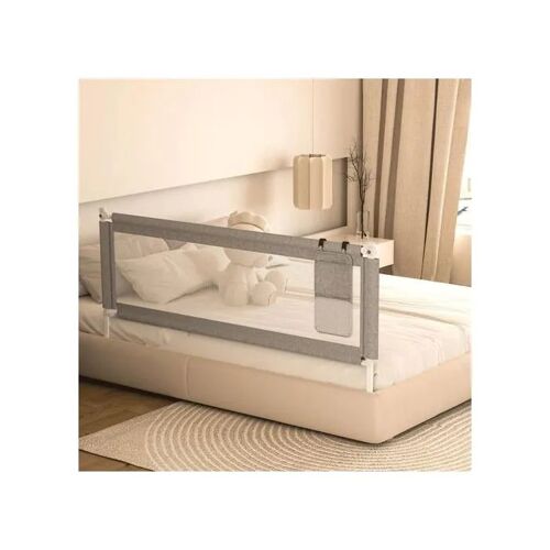 Barrière De Protection De Lit Ikare 152 Cm Pour Enfants Et Nourrissons, Cadre En Acier, Tissu En Lin, Maille Respirante, Levage