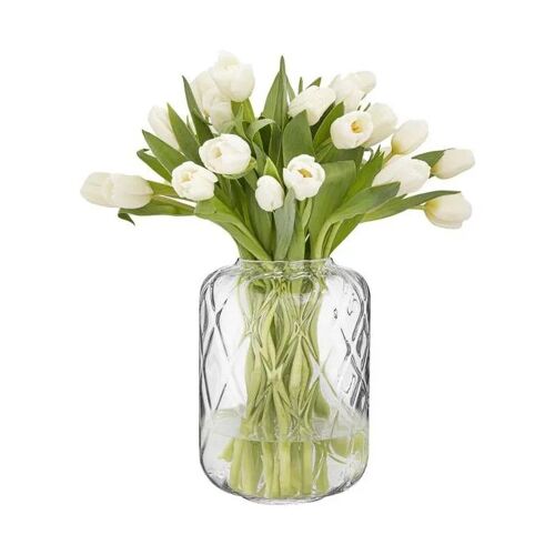 Vase en verre TREND FOR HOME Daphne fait main 24x17 cm transparent cannelures décoration fleurs bouquet, lanterne guirlande LED