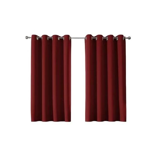 Rideaux Occultants Thermiques Cucraf Lot De 2 137x132 Cm Rouge Polyester Triple Tissage 8 ?Illets Métalliques Anti-Corrosion
