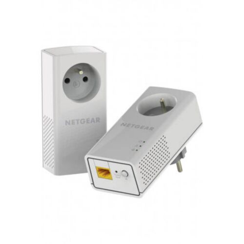 Netgear – Pack de 2 adaptateurs CPL 1000 Mbps – 1 port Ethernet RJ45 – Compatible triphasé – Idéal pour streaming et gaming en ligne + Extra outlet PLP1000 ethernet l'internet en courant porteur