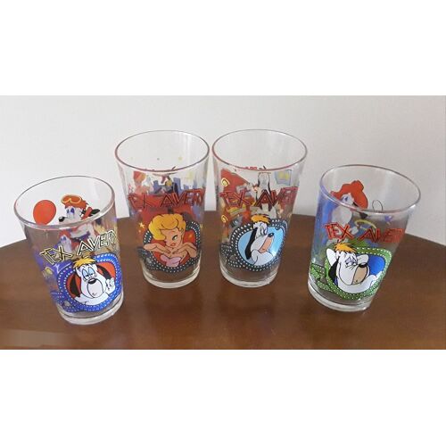 Lot De 4 Verres Tex Avery 2 Tailles Différentes